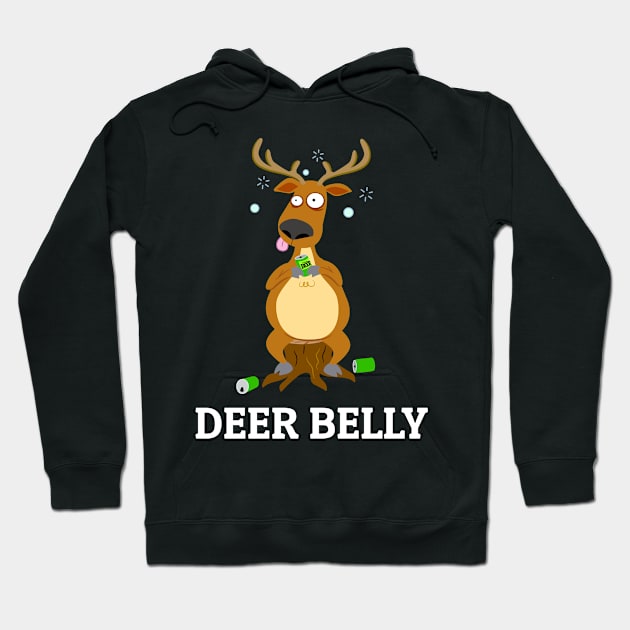 Funny Deer Belly, Beer Design Hoodie by AtomicBullfrog